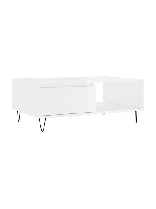 Rectangular Wooden Coffee Table White L90xW60xH35cm