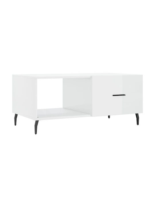 Rectangular Coffee Table Wooden White L90xW50xH40cm.