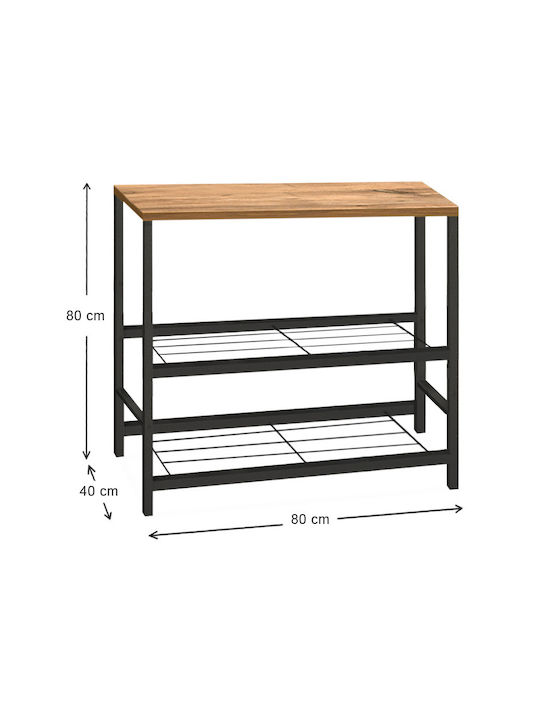 Rectangular Side Table Mulligan Wooden Brown L80xW40xH80cm