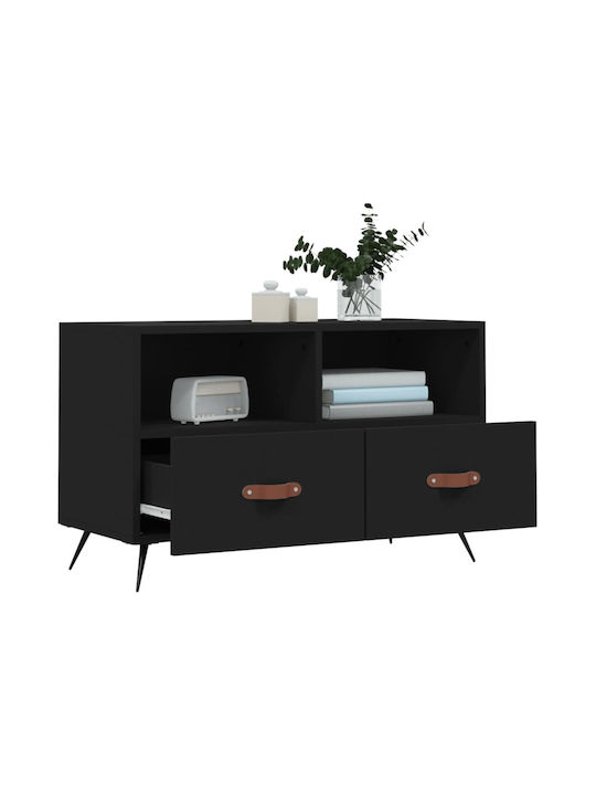 TV Stand Wooden Black L80xW36xH50cm