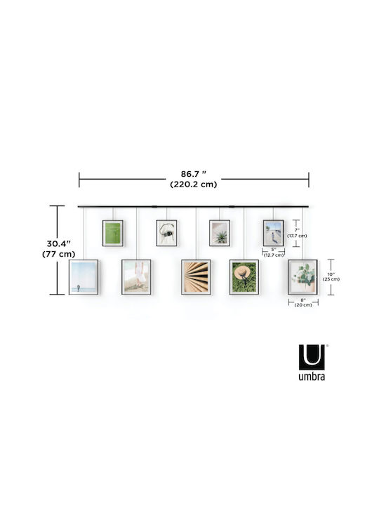 Umbra Multi Wall-Mounted Picture Frame 9 Photos Metallic Black 9 Pieces