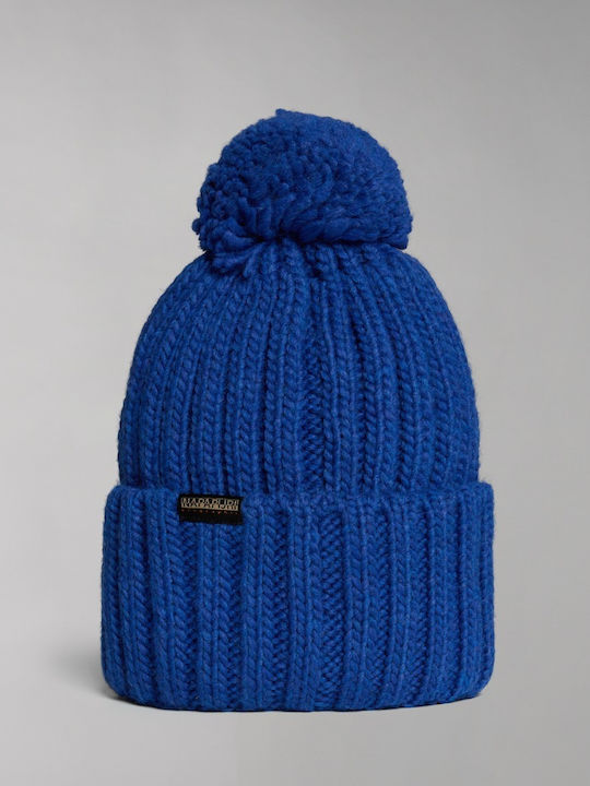 Napapijri Fea 2 Pom Pom Beanie Männer Beanie mit Rippstrick in Blau Farbe