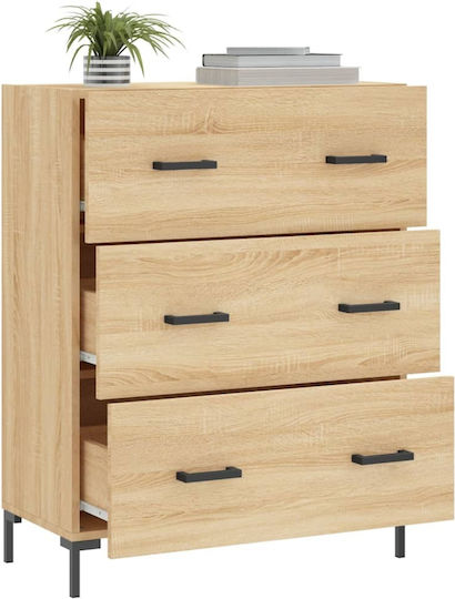 Wooden Chest of Drawers with 3 Drawers 69.5x34x90cm