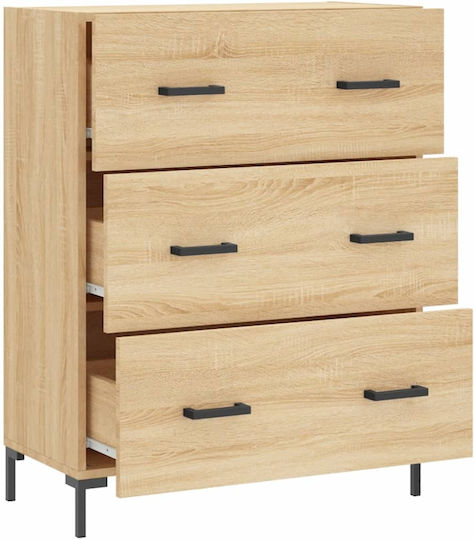 Wooden Chest of Drawers with 3 Drawers 69.5x34x90cm