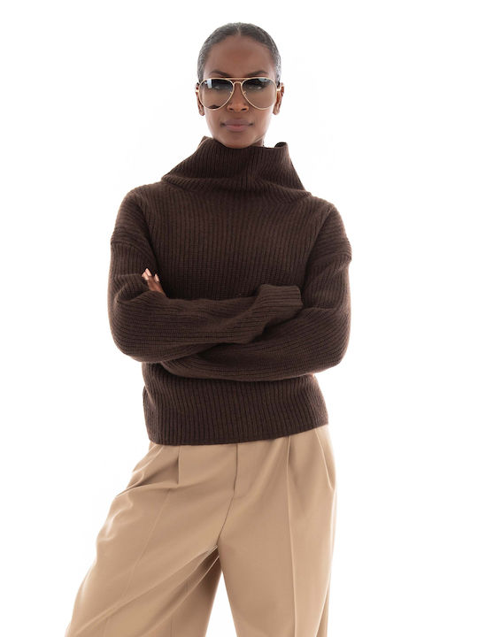 Ralph Lauren Mockneck Women's Long Sleeve Pullover Brown