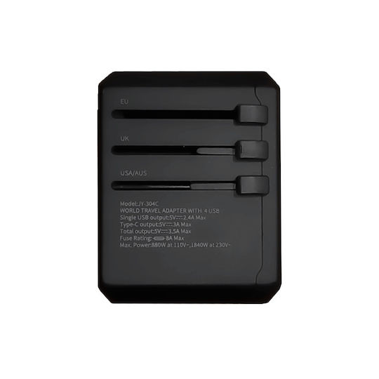 Xoopar Φορτιστής Χωρίς Καλώδιο με 3 Θύρες USB-A και Θύρα USB-C 15W Μαύρος (Tripper)
