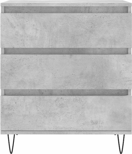 Wooden Chest of Drawers with 3 Drawers Gray 60x35x70cm
