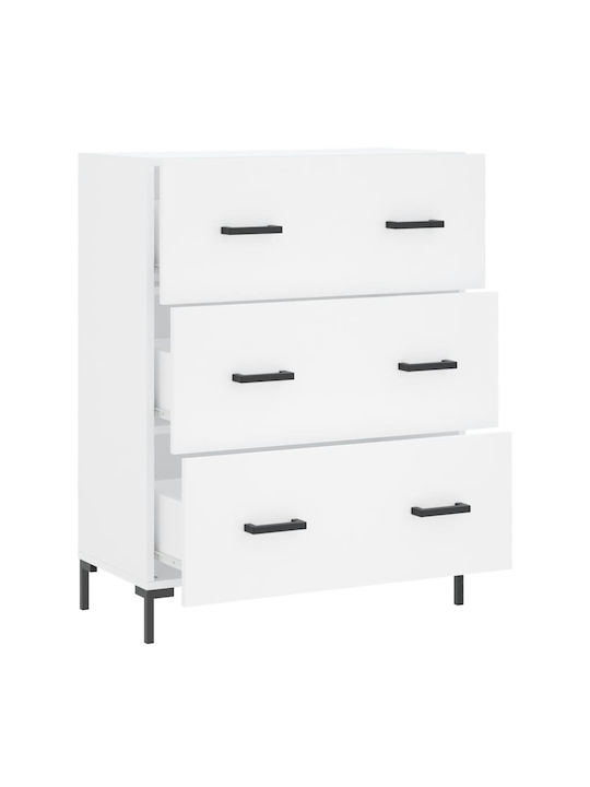 Συρταριέρα Κρεβατοκάμαρας mit 3 Schubladen Weiß 69.5x34x90cm