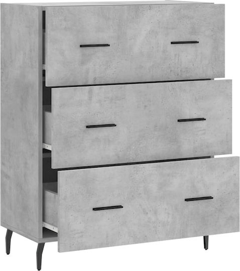 Comoda pentru Dormitor cu 3 sertare Gri 69.5x34x90buc