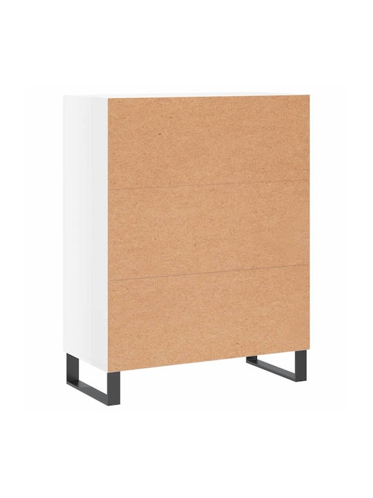Wooden Chest of Drawers with 3 Drawers White 69.5x34x90cm