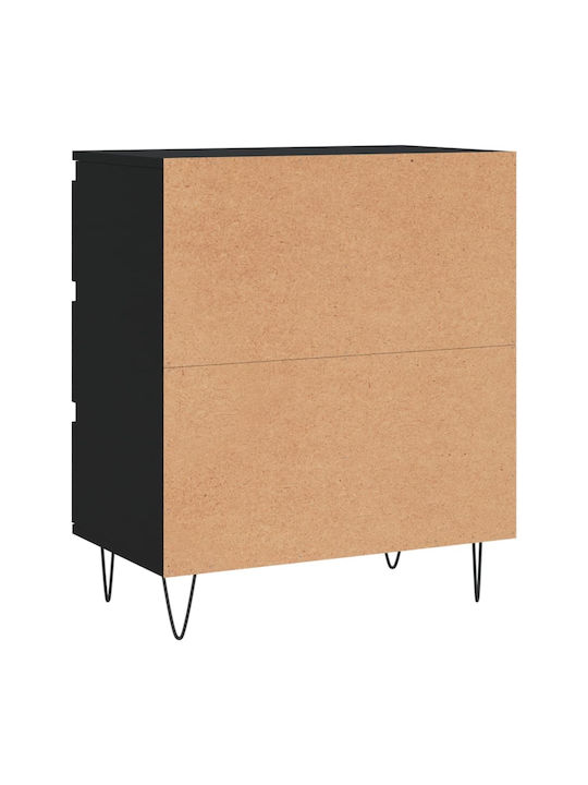 Wooden Chest of Drawers with 3 Drawers Black 60x35x70cm