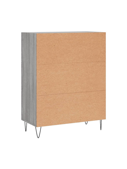 Wooden Chest of Drawers with 3 Drawers Gray 69.5x34x90cm