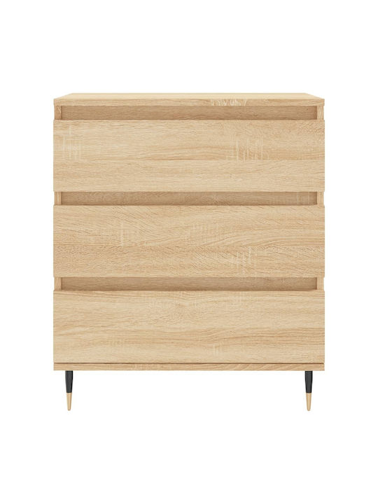 Wooden Chest of Drawers with 3 Drawers 60x35x70cm