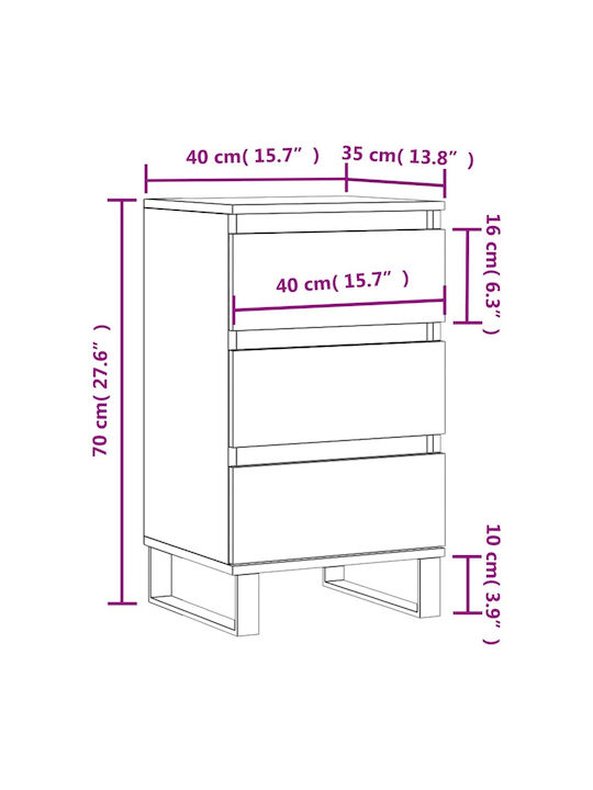 Συρταριέρα Креватокамарас Дървена с 3 чекмеджета 40x35x70бр