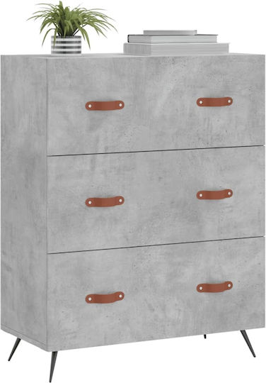 Comoda pentru Dormitor cu 3 sertare Gri 69.5x34x90buc