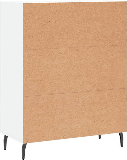 Wooden Chest of Drawers with 3 Drawers White 69.5x34x90cm