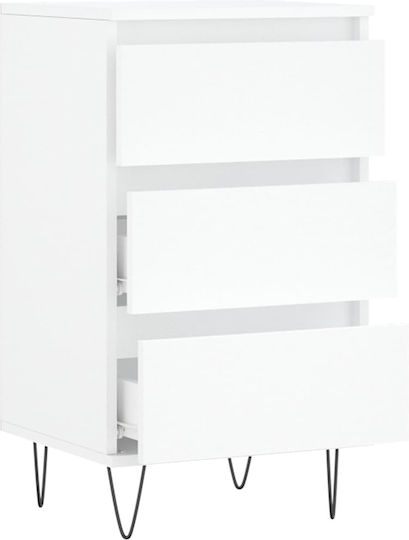 Wooden Chest of Drawers with 3 Drawers White 40x35x70cm
