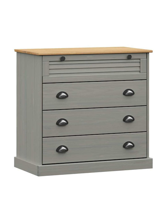 Wooden Chest of Drawers with 4 Drawers Gray 80x40x76cm