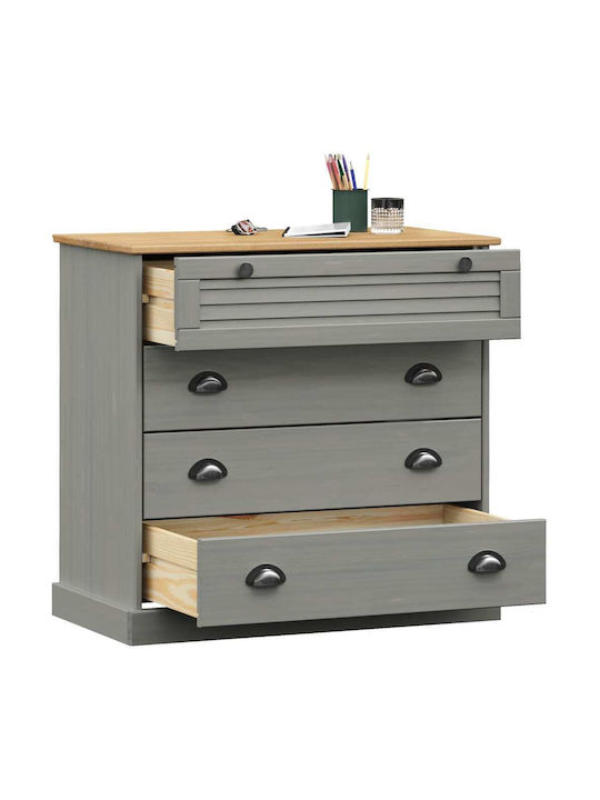 Wooden Chest of Drawers with 4 Drawers Gray 80x40x76cm