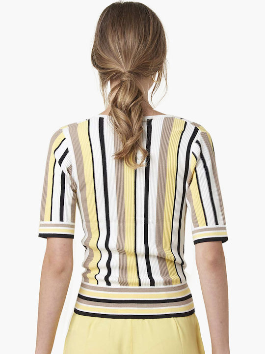 Bluză Pentru Femei Cu Mâneci Scurte De Vara Model Cu Dungi Multicolor
