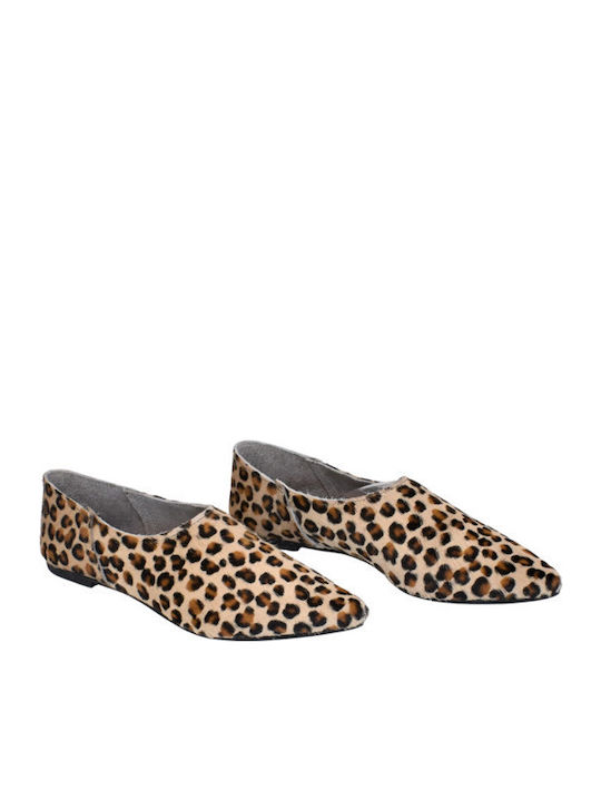 Lederne Damen Ballerinas in Beige Farbe
