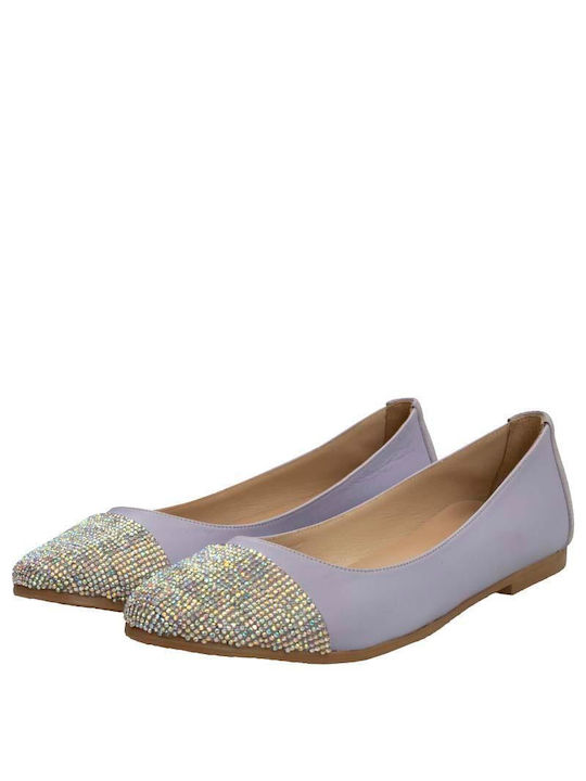 Kiamos Lederne Damen Ballerinas in Lila Farbe