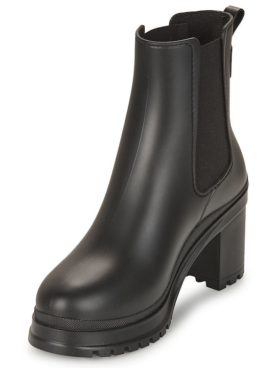 Damen Chelsea Stiefeletten mit hohem Absatz Schwarz