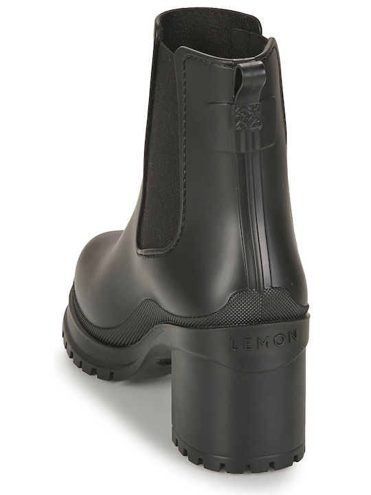 Damen Chelsea Stiefeletten mit hohem Absatz Schwarz