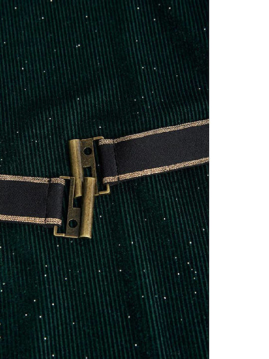 Mädchenkleid Langärmelig Samt Grün