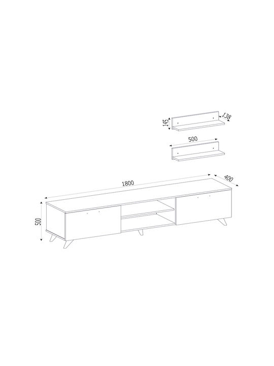 TV Stand Geacles Brown L180xD40xH50cm