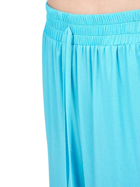 Women's High-waisted Fabric Trousers Light Blue