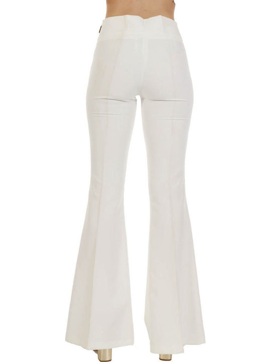 Women's Fabric Trousers Flared White