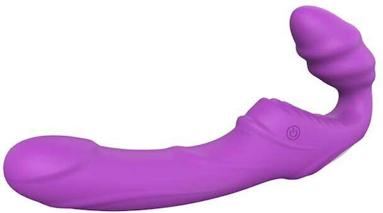 Dream Toys Vibes Of Love Double Dipper Strapless Strap On με Dildo με Δόνηση σε Μωβ Χρώμα
