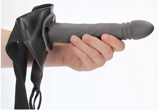 Shots Ouch Twisted Hollow Harness with Dildo 20.6cm in Gray Color