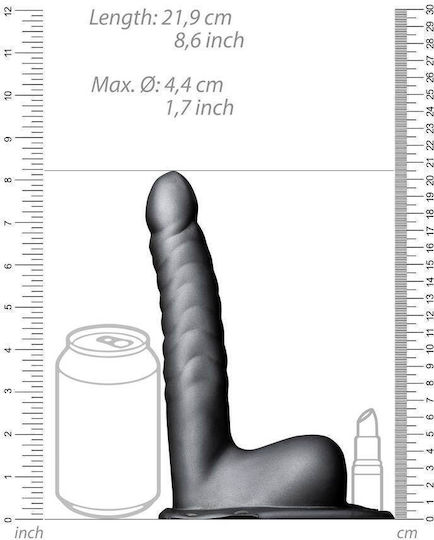 Shots Ouch Ribbed Hollow With Balls Harness with Dildo 22cm in Gray Color