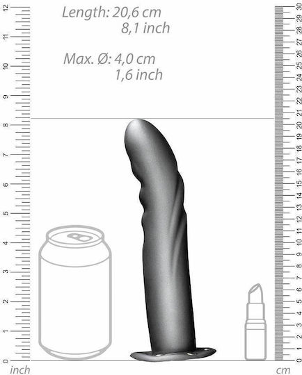 Shots Ouch Textured Curved Hollow Harness with Dildo 20.6cm in Black Color