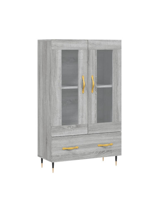 Wohnzimmer Vitrine aus Spanplatte mit Verglasung in Grau 69.5x31x115cm