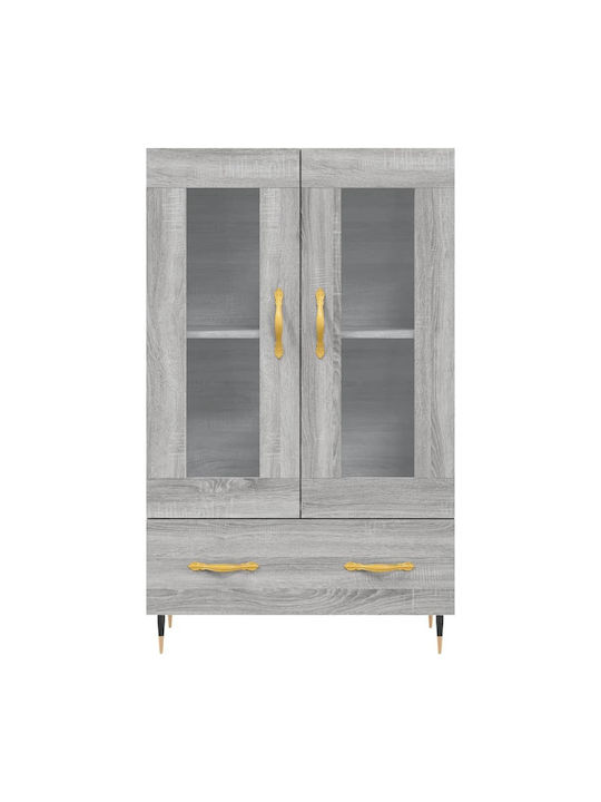 Wohnzimmer Vitrine aus Spanplatte mit Verglasung in Grau 69.5x31x115cm