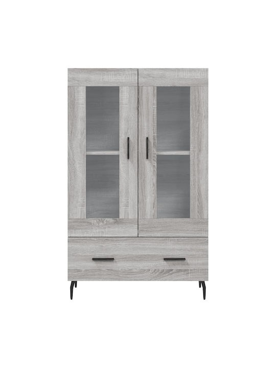 Wohnzimmer Vitrine aus Spanplatte mit Verglasung in Grau 69.5x31x115cm