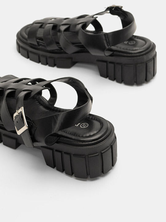 Luigi Платформи Synthetic Leather Gladiator Women's Sandals Black