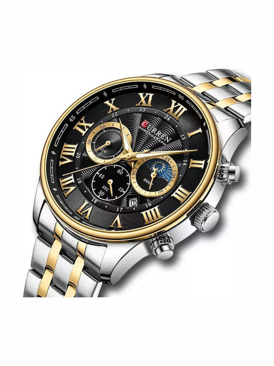 Curren Men's Watch Chronograph Battery with Metal Bracelet Silver / Gold / Black
