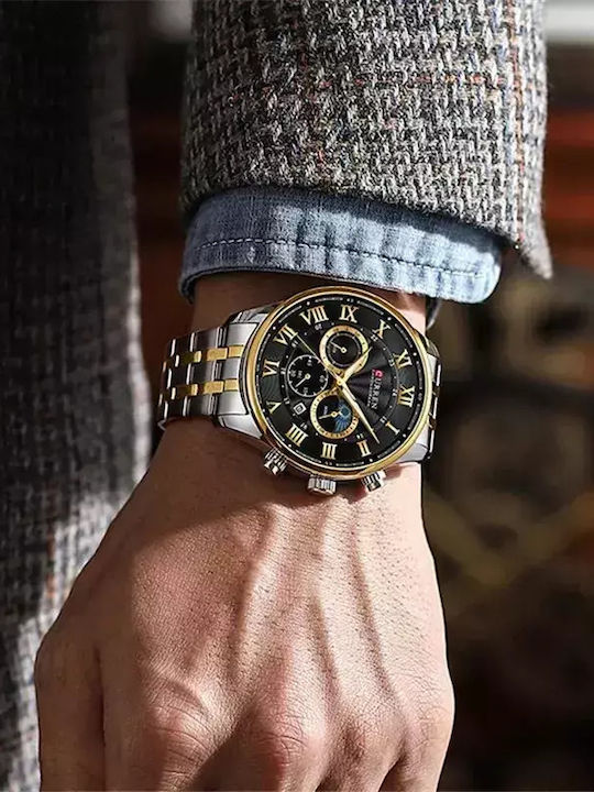 Curren Men's Watch Chronograph Battery with Metal Bracelet Silver / Gold / Black
