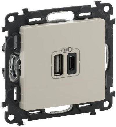 Legrand Valena Walled Power Socket with 2 USB Ports Beige