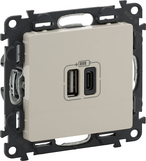 Legrand Valena Walled Power Socket with 2 USB Ports Beige