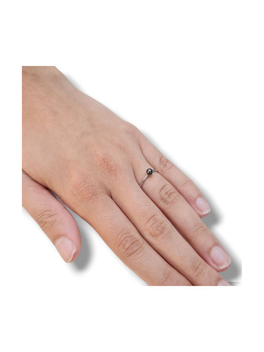 Mentzos Damen Ring mit Perlen aus Weißgold 14K