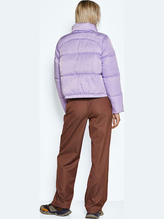 Women's Short Puffer Jacket for Winter Lilacc