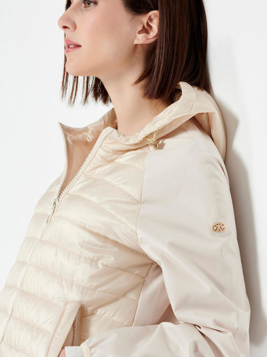 Bill Cost Women's Short Puffer Jacket for Winter Beige