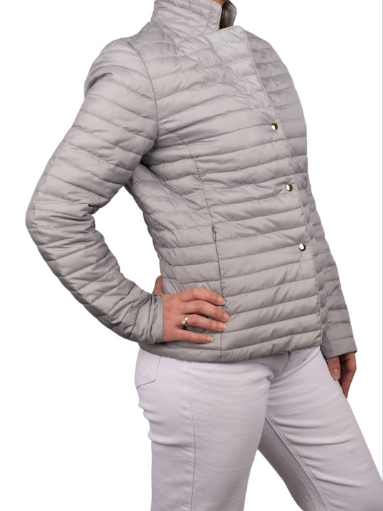 Remix Women's Short Puffer Jacket for Spring or Autumn Gray