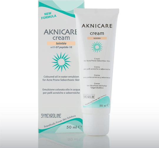 Synchroline Aknicare Ενυδατική Κρέμα Προσώπου Ημέρας με Χρώμα κατά της Ακμής με Υαλουρονικό Οξύ 50ml