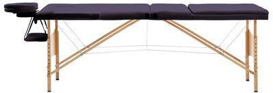 vidaXL Wooden Portable/Folding Purple Massage and Physiotherapy Bed 191x70cm 3 Positions